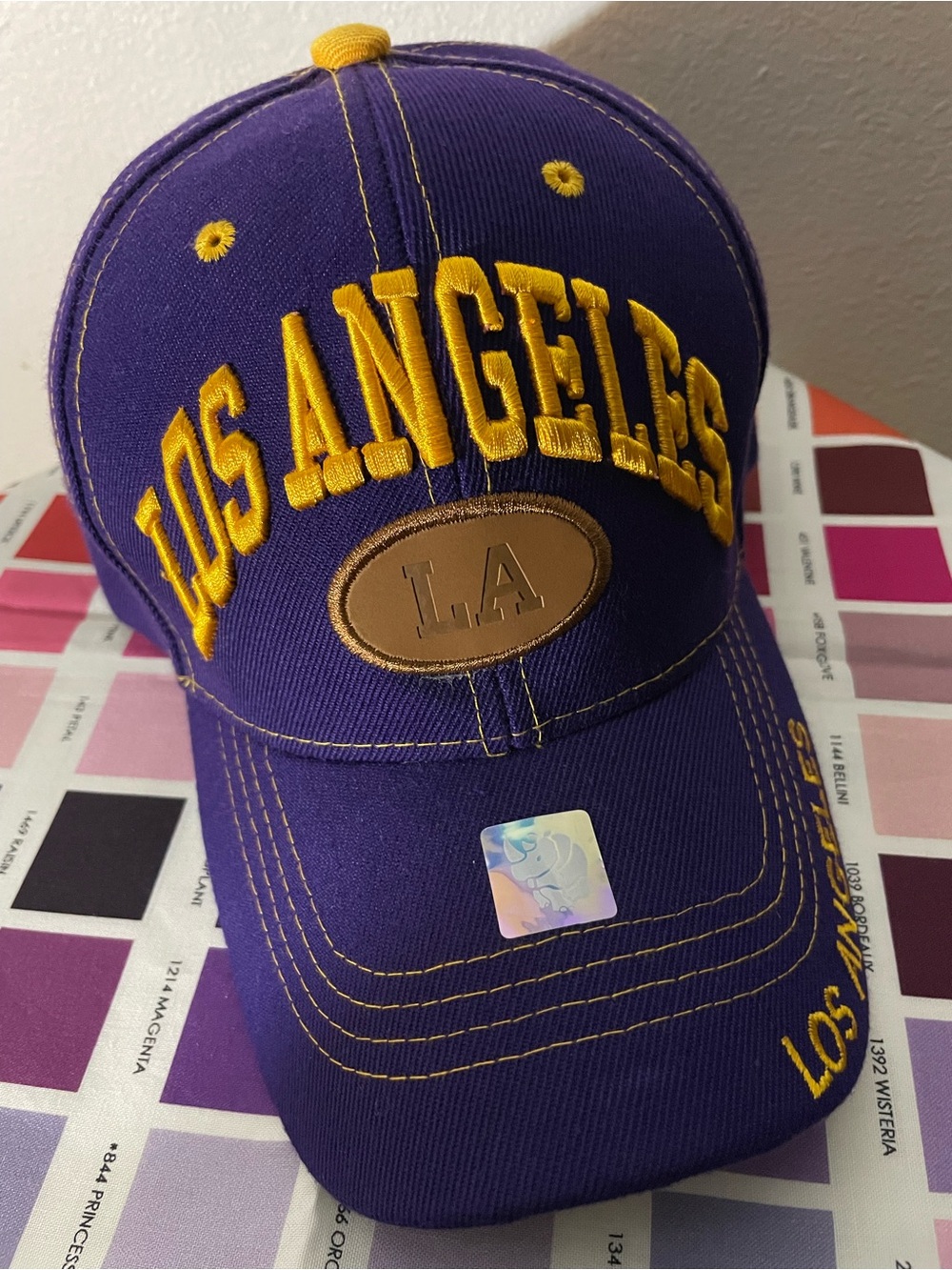 Los Angeles Embroidered Hat Purple Like New